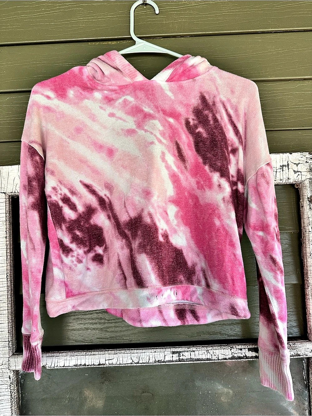 Justice Active Girls Tie-Dye Hoodie in Pink & White Size 10